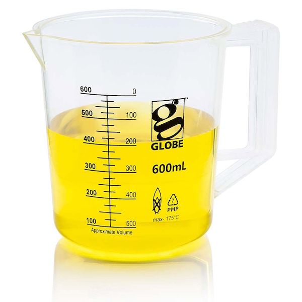Globe Scientific 600mL Beaker with Handle, Diamond Essentials, Low Form, Printed Graduations, PMP 3656-600 - main